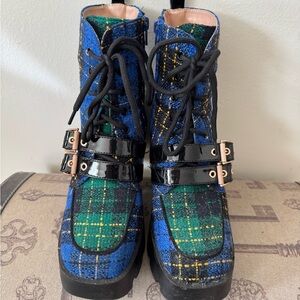 Plaid Lace-Up Women's Boots